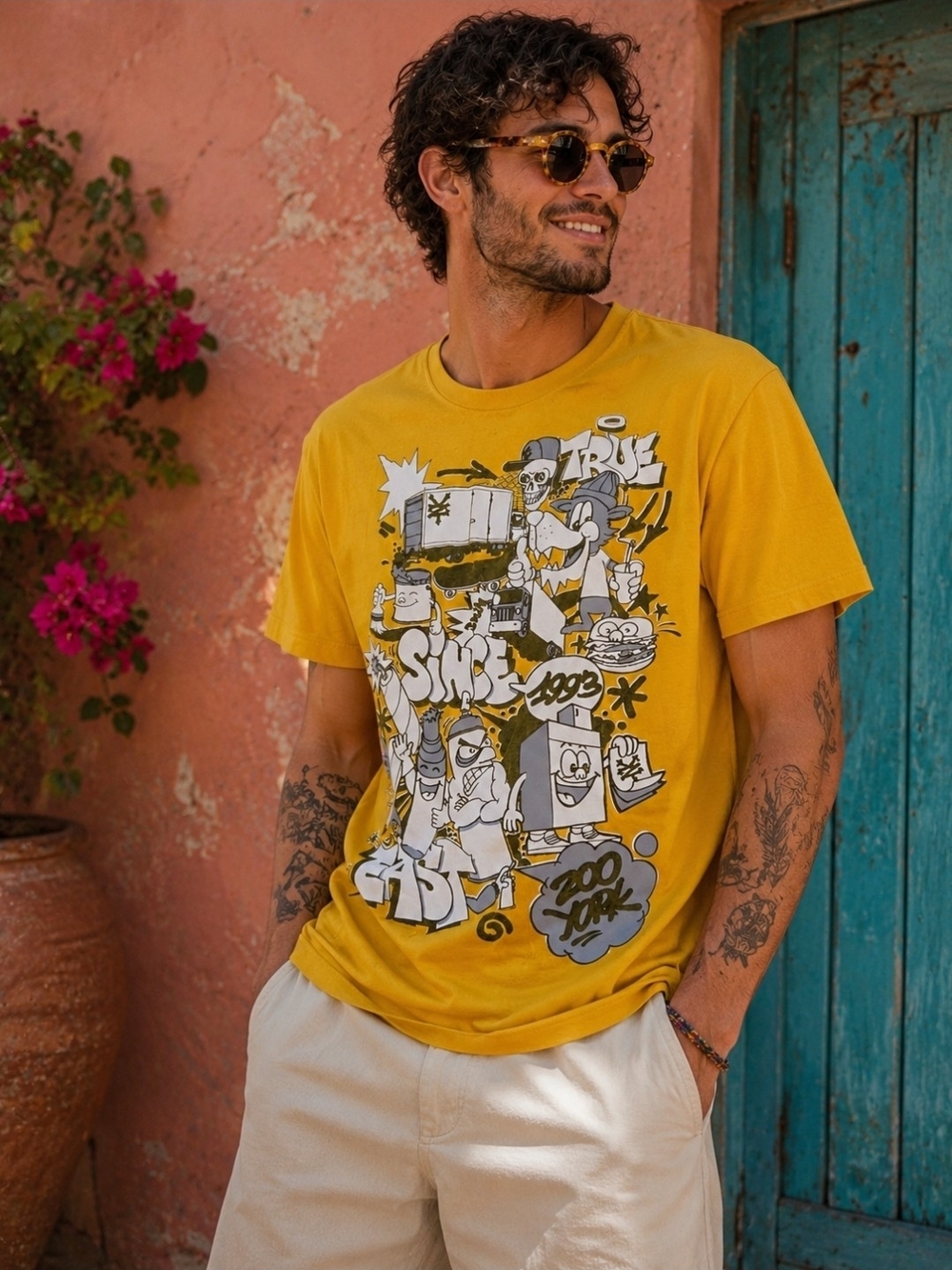 4/$15 Zoo York Yellow Graphic Streetwear Tee Men's Women's Xxl 2x